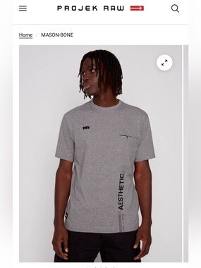 PROJEK RAW Mason-Bone Grey Aesthetic Graphic Tee